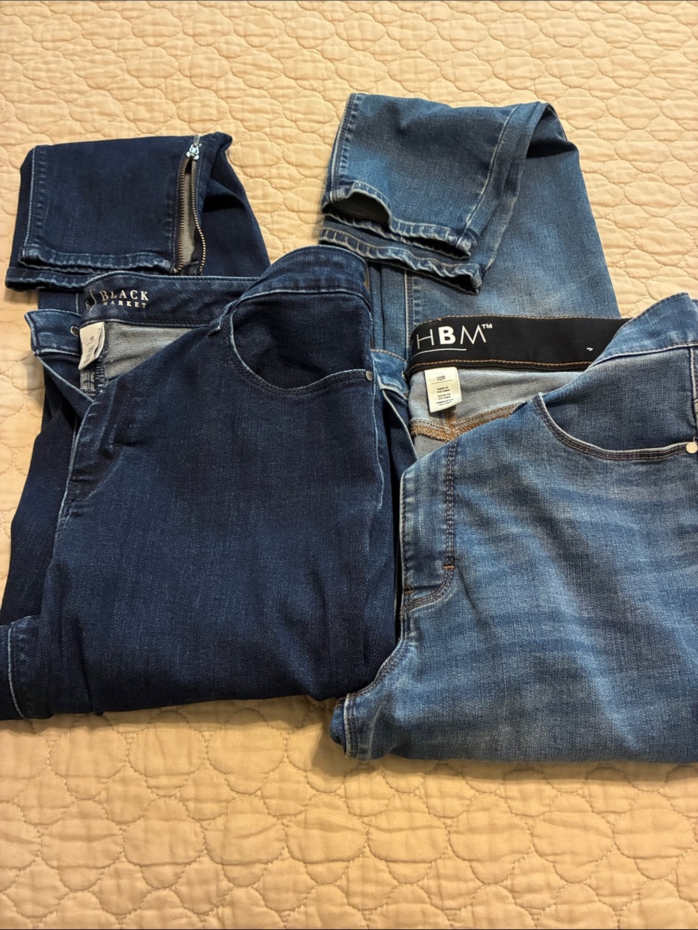 White House Black Market women’s Slim Straight Jeans - Dark and Medium Blue